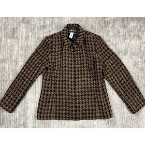 Vintage Sag Harbor Coat Womens 12‎ Brown Jacket Lined Padded Shoulders Full Zip